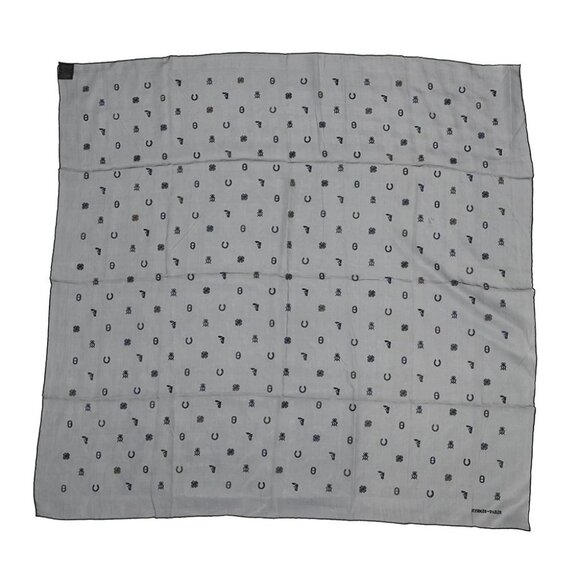 HERMES Carre Multi Bag Charm Size 100 Silk100% Black/Multicolor - Picture 1 of 8